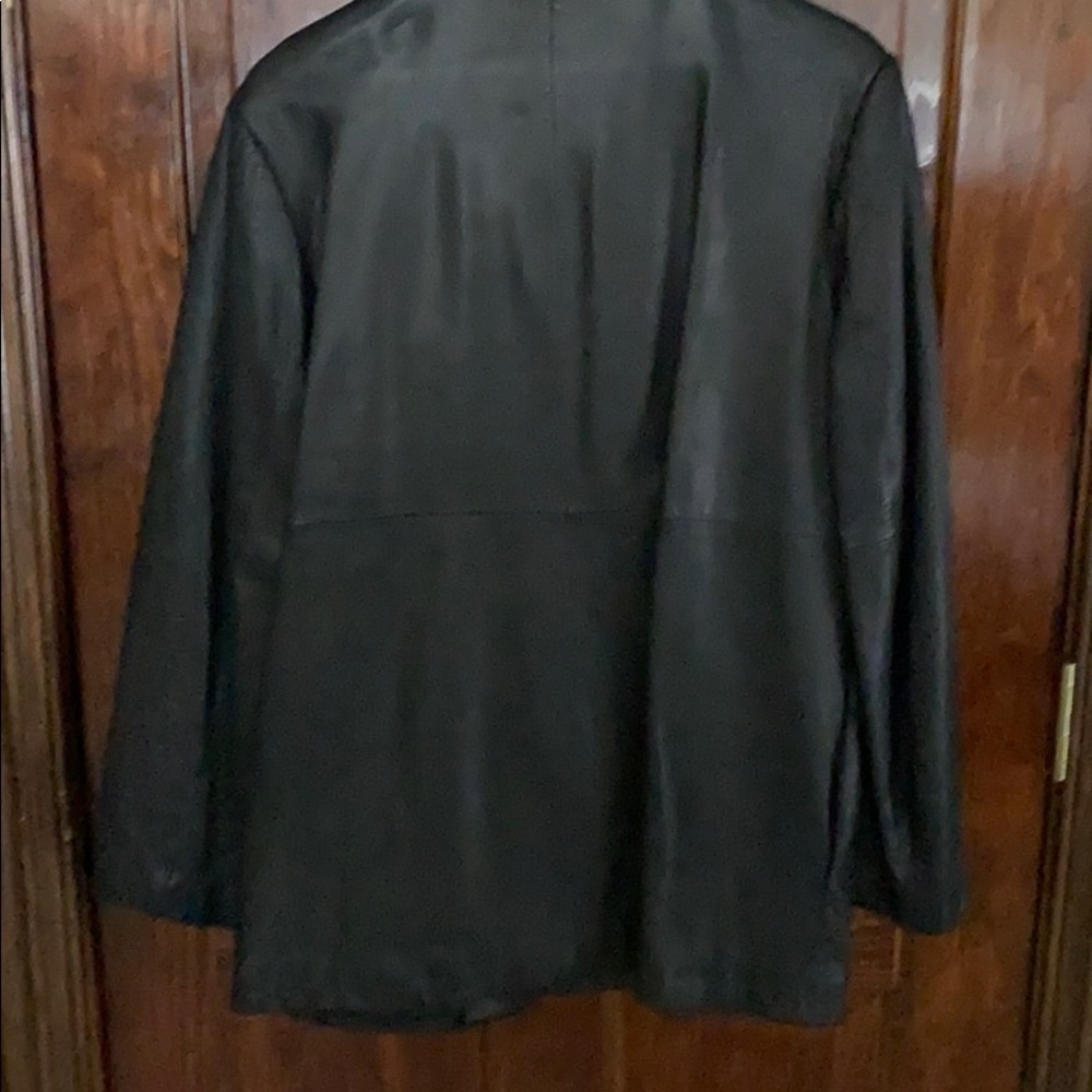 Button Down Leather Jacket In Black - image 5